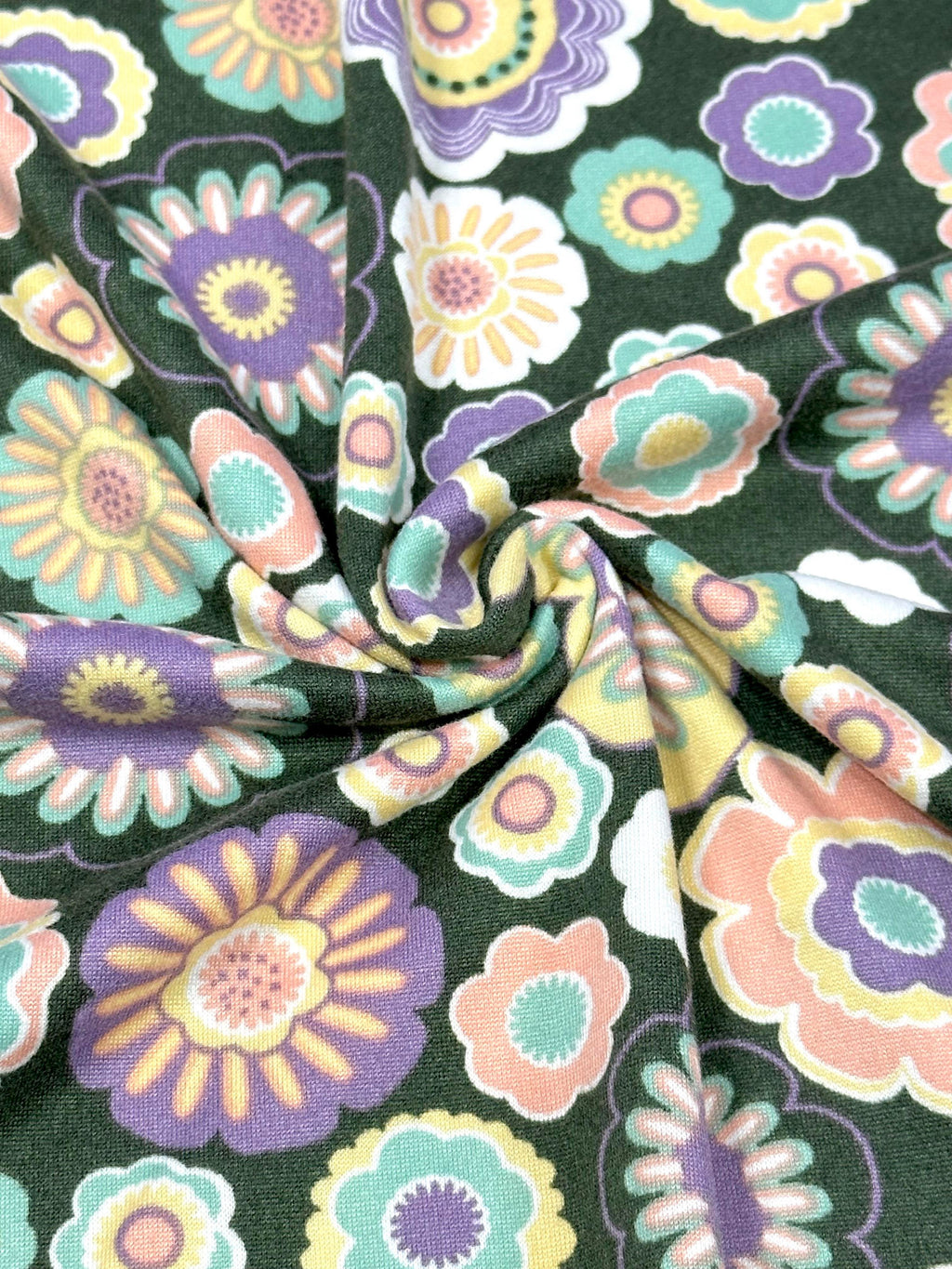 (DBP) RETRO FLORAL ON VINTAGE GREEN