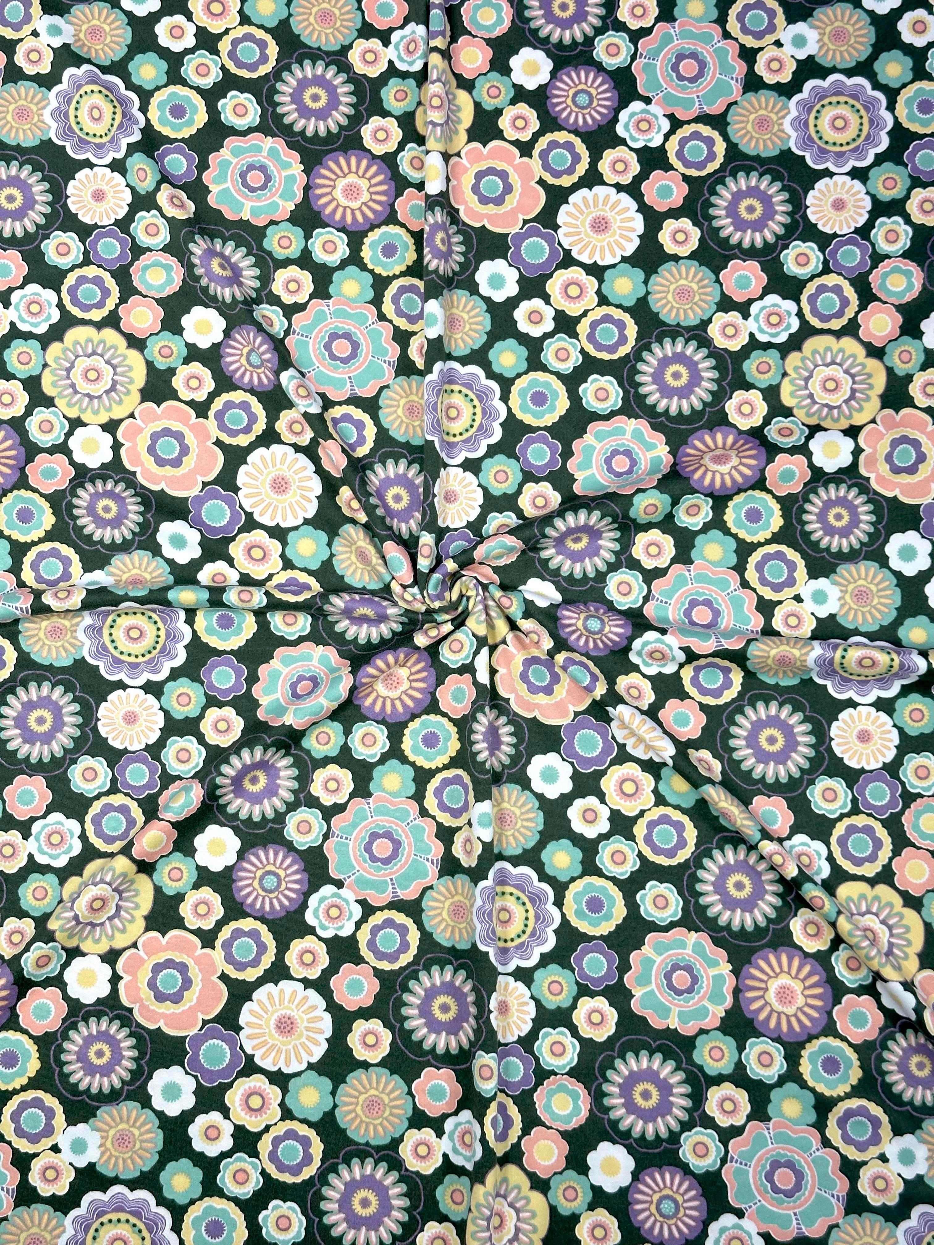 (DBP) RETRO FLORAL ON VINTAGE GREEN